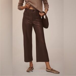 NWT Maeve Anthropologie The Colette Cropped Wide-Leg Pants: Faux-Leather